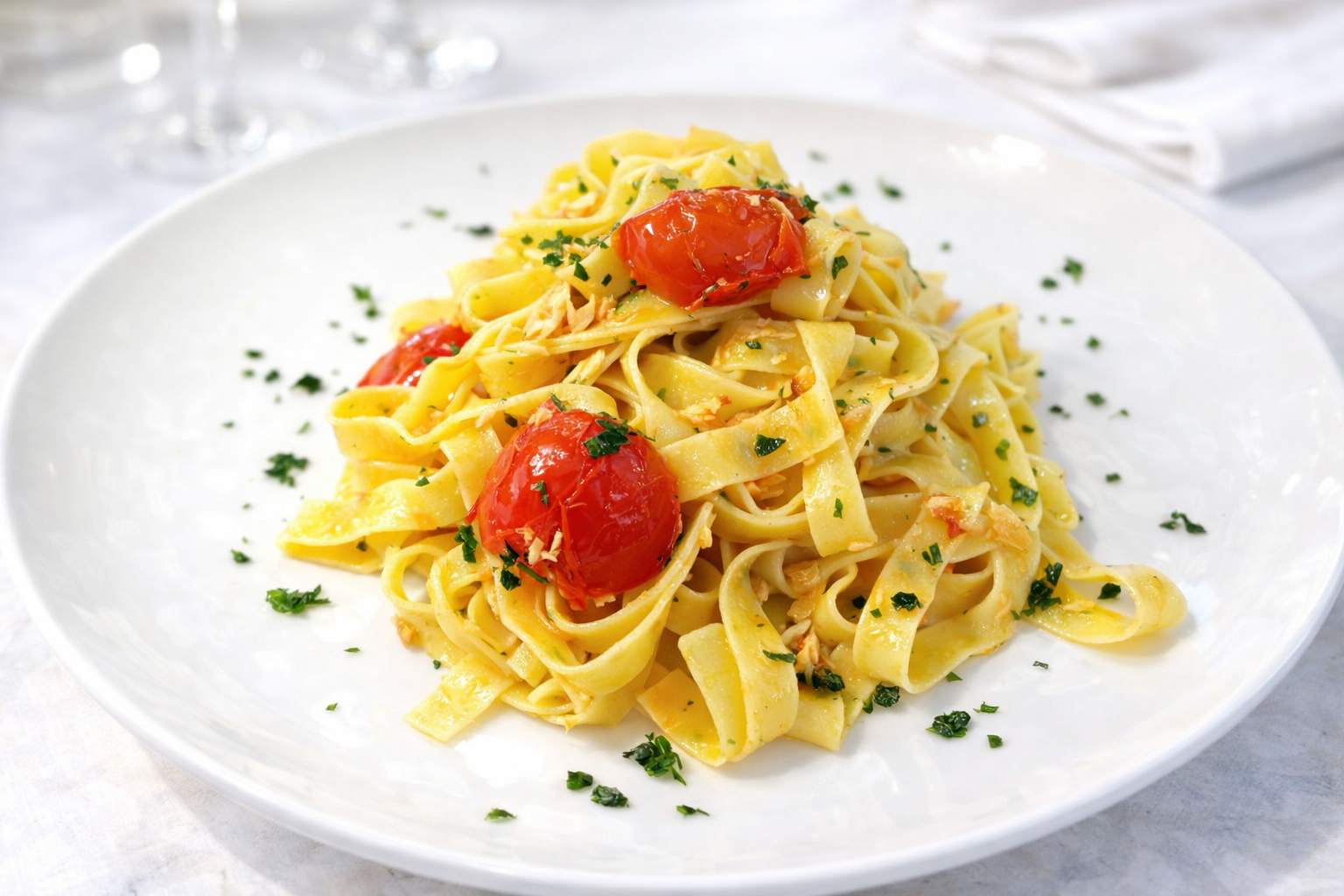 Tagliatelle al salmone fresco e pomodorini